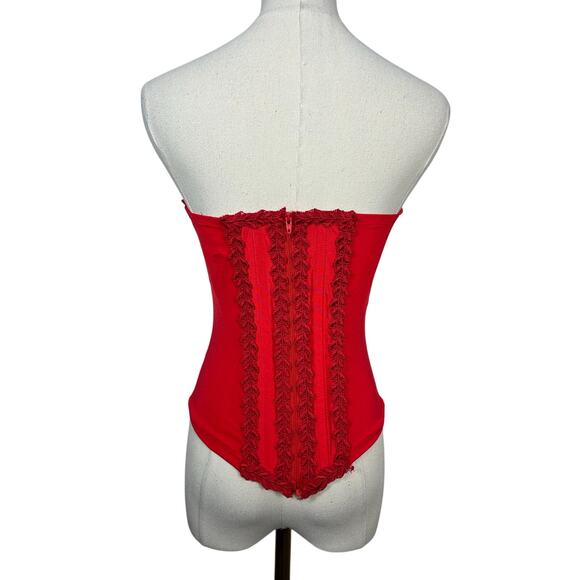 La Femme Paris Vintage Corset Top Red Sz 4 Vampire Goth Masquerade - Picture 6 of 8